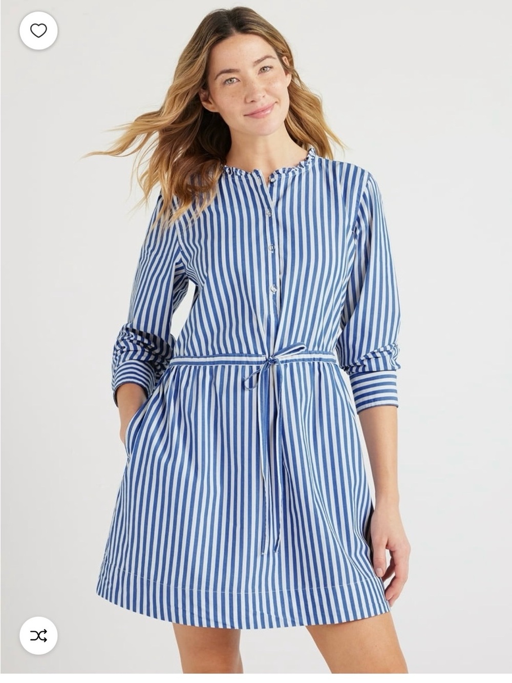 Blue & White Striped Women’s Button-Front Dress
